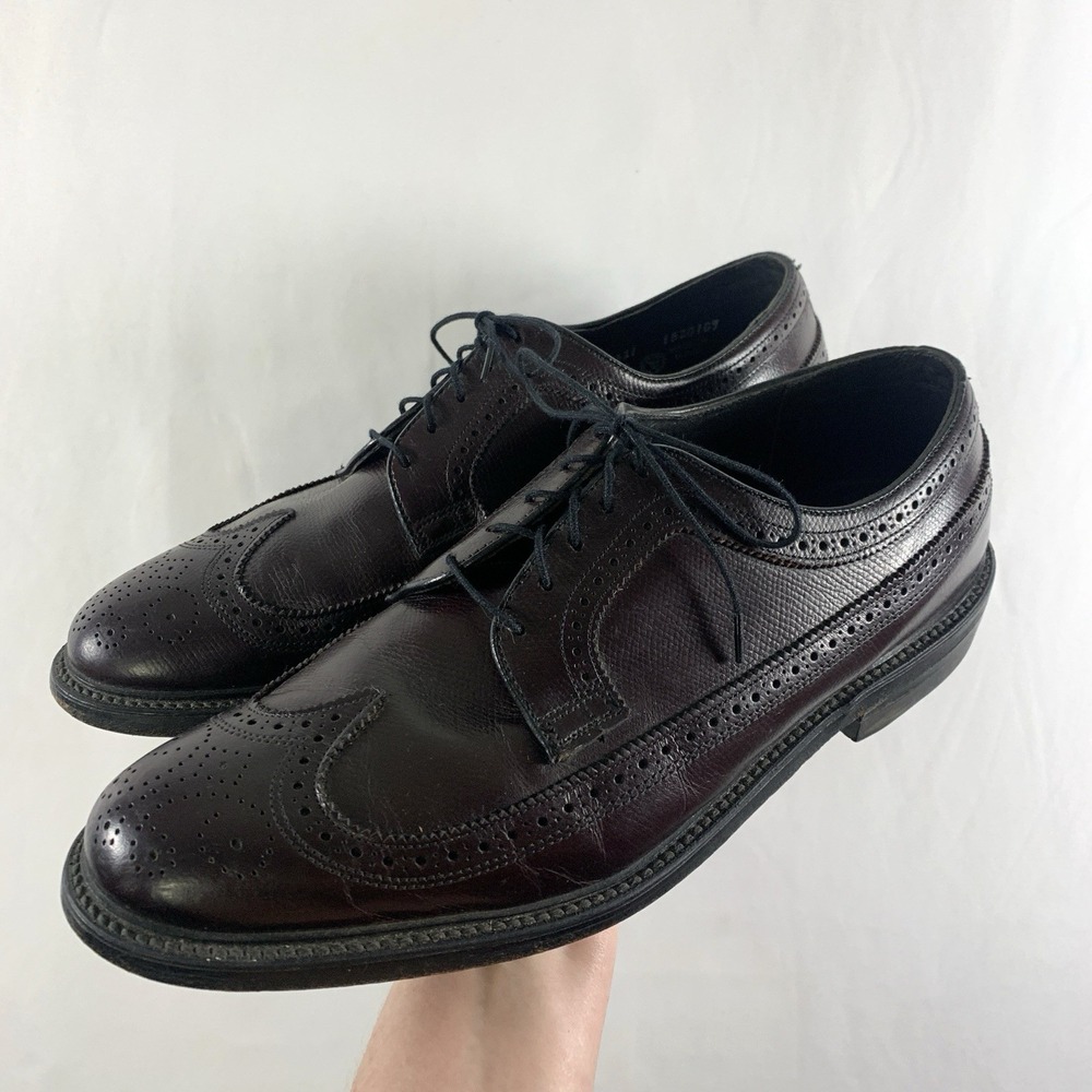 Executive Imperial Mens Brogue Wingtip Derby Dress Shoes Size 11 D Burgundy USA